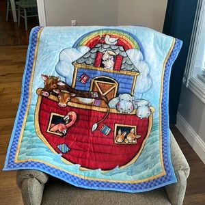 Hand-quilted Noah’s Ark Baby Blanket